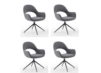 Luxuriöser Drehbarer Esszimmerstühle 4x Set Grau Textil Aristokratisch