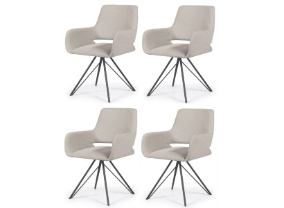 Contemporary Design Drehbarer Esszimmerstühle 4x Set Beige Textil Edel