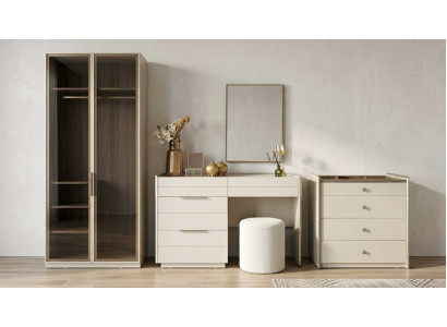 Schlafzimmer Set Beige Modern Luxus Schrank Schminktisch Sideboard
