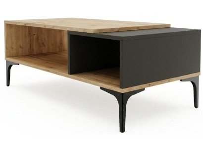 Moderner Couchtisch Holz Mattschwarzem Korpus Metallbeinen