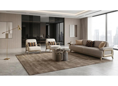 Wohnzimmer Set Sofa 2 Sessel Beige Polstermöbel Design Luxus