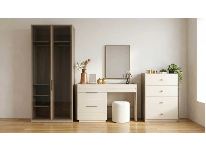 Schlafzimmer Set Beige Modern Luxus Schrank Schminktisch Kommode