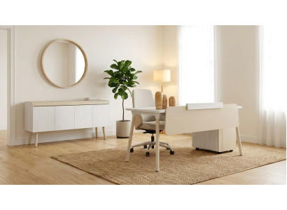 Büromöbel Set Designer Cheftisch 5 türige Kommode Sideboard Holz