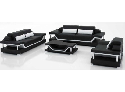Stilvolle Wohnzimmer Set 3+2+1 Sitzer Möbel Schwarz mit Couchtisch