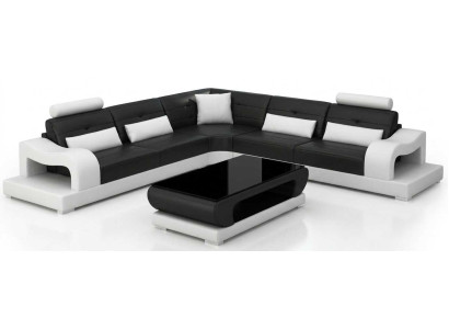 Moderne Ecksofa Garnitur Schwarz mit Couchtisch und Premium Design