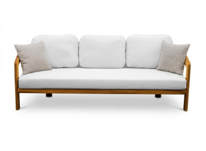 Modernes 3-Sitzer Sofa Beige Holzgestell Wohnzimmer Komfort Design
