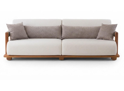 Modernes Beiges 3-Sitzer Sofa aus Stoff Wohnzimmer Polstercouch