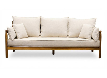 Stilvoller Beiger 3-Sitzer Exklusive Polstercouch Designer Gartensofa