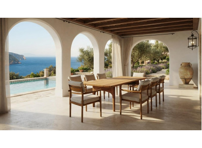 Moderne Outdoor Essgruppe Designer Esstisch 8x Polsterstühle 9tlg