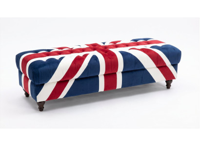 Chesterfield Hocker Sitzbank Union Jack Samt British Style Vintage