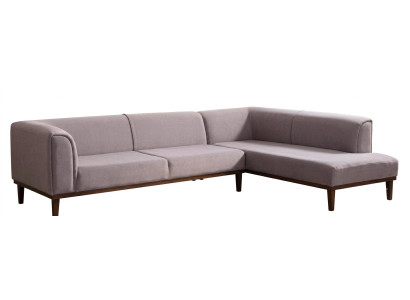 Graues L-förmiges Ecksofa aus Stoff modern hochwertig großes Sofa Wohnzimmer