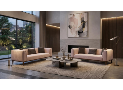 Beiges Sofa-Set 2-Sitzer-Sofas Stoffsofas Wohnzimmermöbel modern