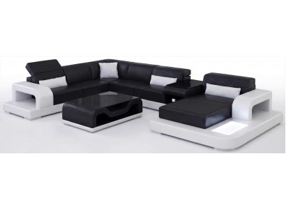 Designer Ecksofa Schwarz mit Couchtisch und Premium Komfort