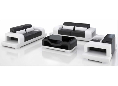 Sofagarnitur 3+2+1 Sitzer Schwarz mit Couchtisch und exklusivem Wohnstil