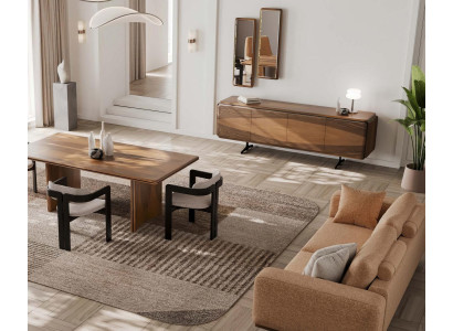Sideboard Set Wandspiegel Modern Braun Edel Luxus Design Anrichte
