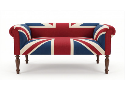Zweisitzer Sofa Union Jack British Style Vintage Retro Rot Blau Holz