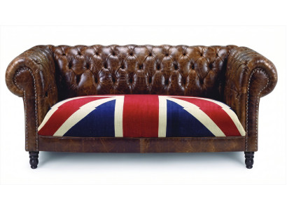 Union Jack 3-Sitzer Sofa Chesterfield Antikbraun British Vintage Leder