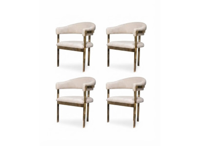 Stilvolle 4x Esszimmerstühle Beige Modern Polsterstuhl Armlehnen Set