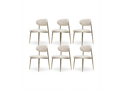 Moderner Beige Esszimmerstuhl Polsterstuhl Metallgestell Luxus Design