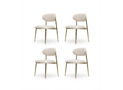 Moderner Beige Esszimmerstuhl Polsterstuhl Metallgestell Luxus