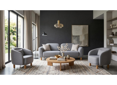 Graues Sofaset Sofas moderne Stoffsofas Wohnzimmergarnitur