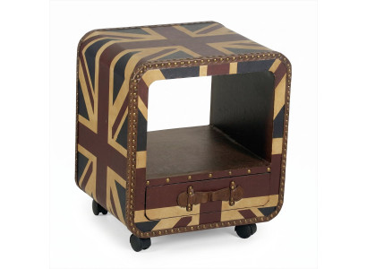 Beistelltisch Union Jack Beistelltisch British Style Rollen Schublade
