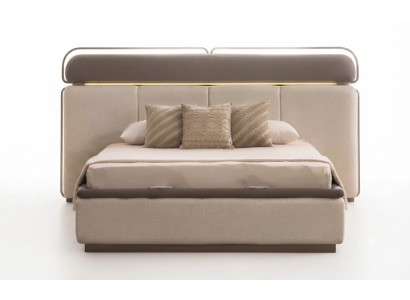 Bett Modern Doppelbett Polsterbett Ehebett Beige Luxus Design
