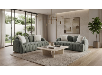 Grünes Sofa-Set 2+2-Sitzer-Sofas Stoffsofas Wohnzimmergarnitur hohe Qualität