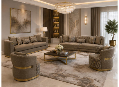 Stilvolles Wohnzimmer-Set mit 4+4+1+1-Sitzer und edler Optik