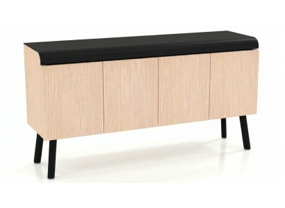 Modernes Sideboard Holzoptik Beige Schwarze Polsterauflage