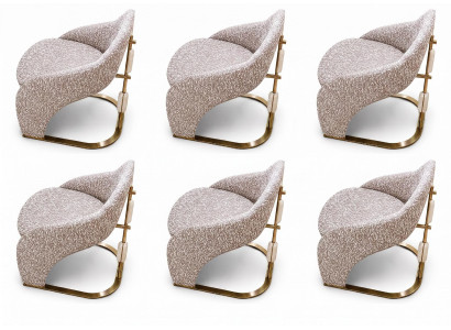 6x Stühle Modern Stil Gemütlich Esszimmer Beige Esszimmerstuhl