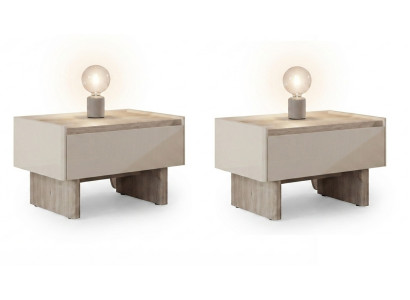 Nachttisch Doppelpack Beige Modern Edel Nachtkommode Beistelltisch