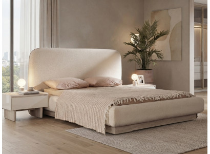 Bett Nachttische Beige Modern Edel Polsterbett Doppelbett Set