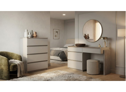 Kommode Spiegel Hocker Beige Modern Edel Schminktisch
