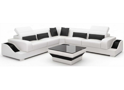 Exklusive Ecksofa L-form Weiß mit Couchtisch und stilvollem Design