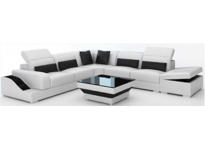 Moderne Ecksofa Landschaft Weiß mit Couchtisch und Premium Lounge Design