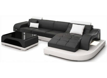 Premium Wohnzimmer Sofa Schwarz Weiß mit Couchtisch und moderner Form