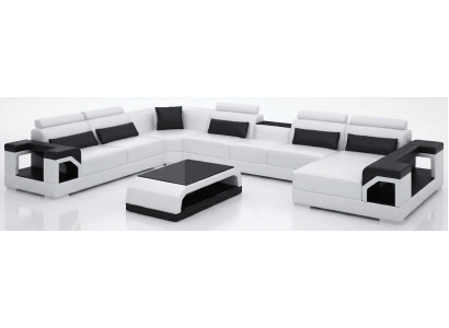 Luxus Wohnzimmer Sofa Schwarz Chaiselongue mit Couchtisch und Komfort Bereich
