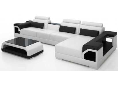 Stilvolle Eckgarnitur Weiß mit Couchtisch und Komfort Design