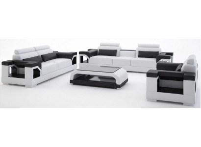 Moderne Sofagarnitur 3+2+1 Sitzer Weiß mit Couchtisch und exklusivem Design