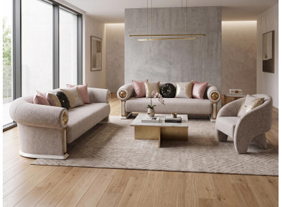 Sofa set Sofa Sessel Modern Stil Graubeigen Wohnzimmer