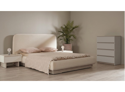 Bett Nachtkonsole Kommode Beige Modern Edel Schlafzimmer Set