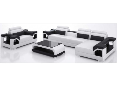 Designer Polstergarnitur Weiß mit Couchtisch und Premium Design
