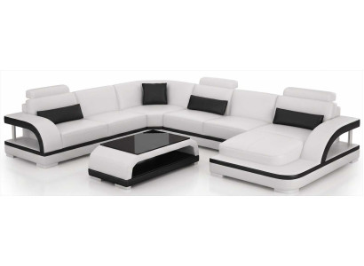 Luxus Wohnzimmer Sofa Weiß Chaiselongue mit Couchtisch und modernem Stil