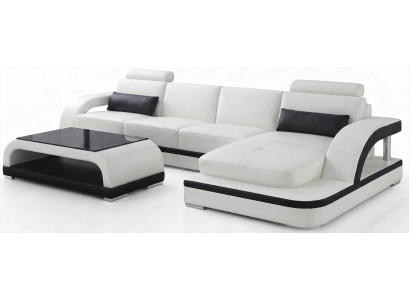 Moderne Ecksofa Weiß Chaiselongue mit Couchtisch und Premium Design
