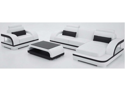 Moderne Weiß Ecksofa L-form remium Sessel mit Couchtisch Design Polstermöbel