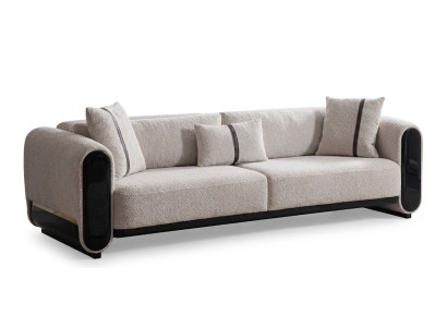 3-Sitzer Sofa Beige Textil Holz Modern Zeitgenössisch