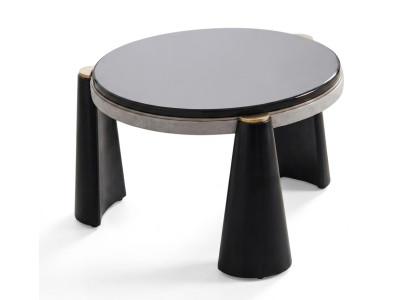 Couchtisch Schwarz Glas Edelstahl Rund Modern Wohnzimmer Beistelltisch