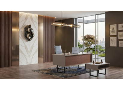 Braun-beiges Büro-Set Schreibtisch stilvoller Couchtisch Arbeitszimmer