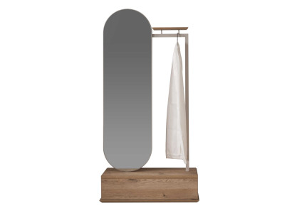 Spiegel Braun Holz Glas Modern Design Kleiderstange Ablage Flur